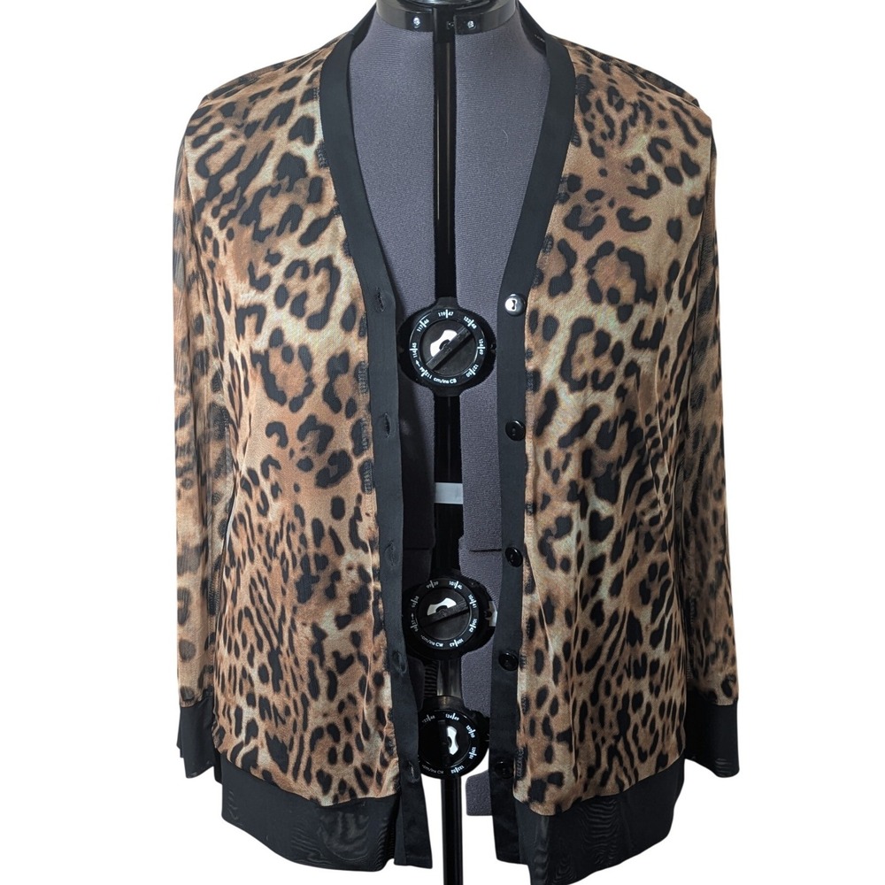 Chico's 3 XXL Button Mesh Sheer Sleeve Cardigan